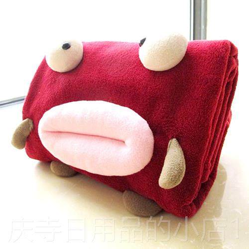 高档PLUO靠垫被可抱M被子两用珊瑚绒毯办公枕室空调毯爱创意卡通