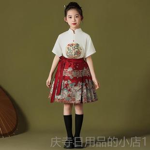 高档儿合唱团中小学生吟诗唱红童歌表服装汉演面代马裙