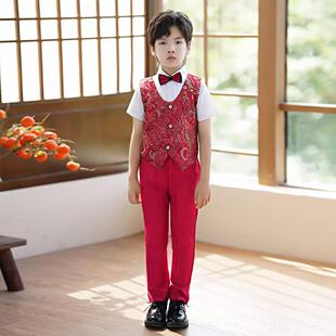 高档儿服童表演装女童红纱式裙小学合中节唱日舞蹈服装