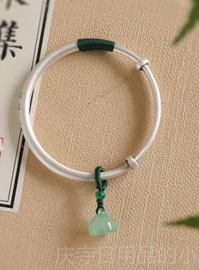 高档芙蓉银手镯为妇银镯女999纯体覆古哑光银手年轻风格的礼物女