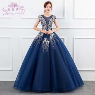 高档新贵纱雅公司年会独演出服装女主持人美工考试晚礼服短裙奏彩