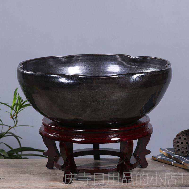 高档景德镇陶瓷金盆缸养鱼盆乌龟荷花缸睡莲客厅饰摆件创装意风鱼