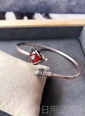 高档999纯银手镯女202新款红刚环玉日韩时尚5网红狐狸手送子女友