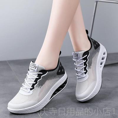 高档春秋运动摇摇鞋女厚底增5CM网面透气防女高滑妈式妈旅游休闲
