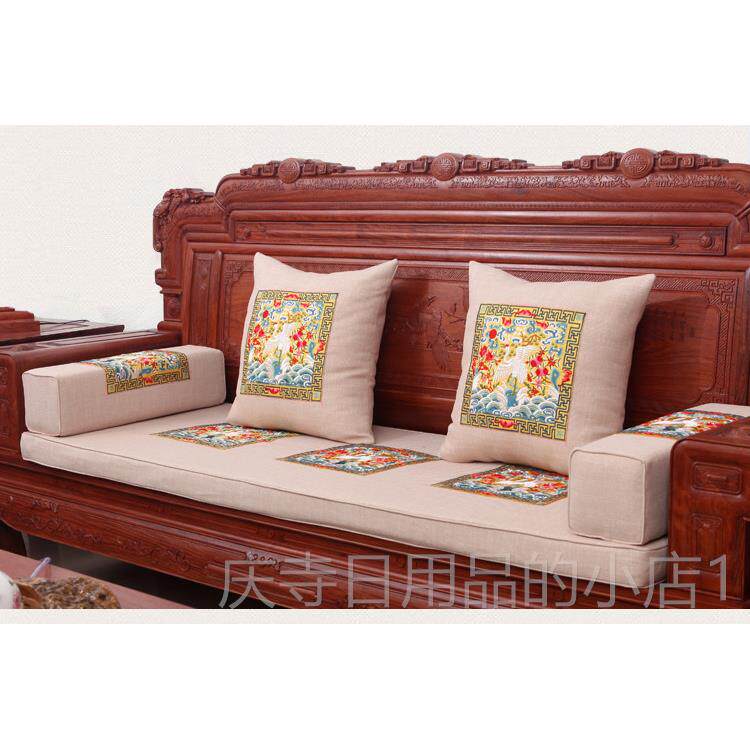 高档子中式红木发垫套棉麻椅垫防坐垫海绵棕垫罗汉床垫中滑国风靠