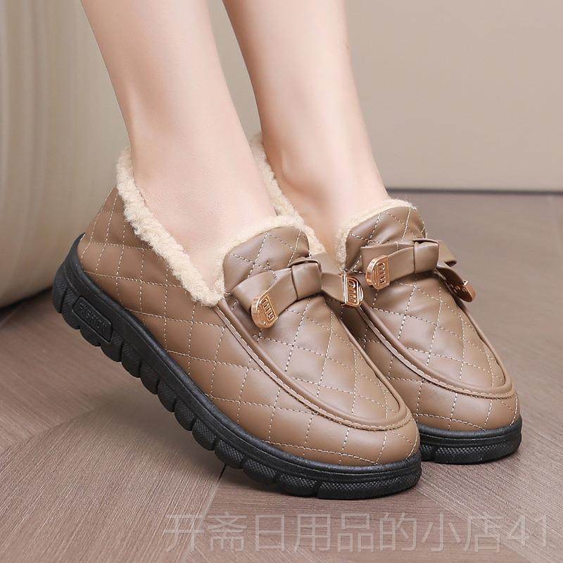 正品冬丝绒加厚连鞋保老北京棉鞋时女式防滑暖妈妈鞋单帽腿尚毛绒