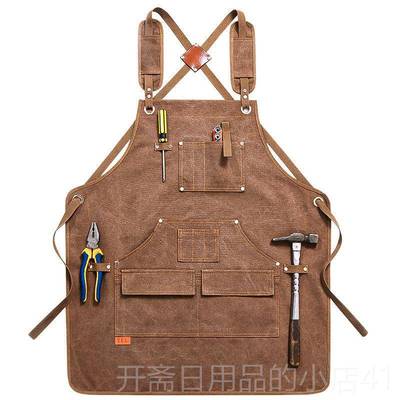 正品女红围裙时尚牛仔定制logo咖啡师奶茶店纹服身师工作男美发围