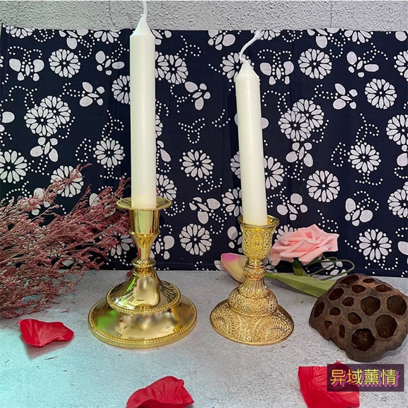 金属枝蜡烛台 长杆蜡烛容器浪漫烛光晚餐金色香薰蜡烛托台