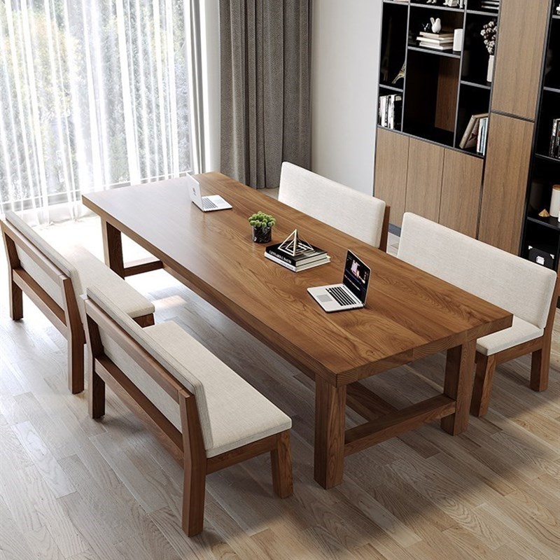 客厅全实木洽谈大书桌工作台家用现代简约阅读桌学习桌长桌办公桌