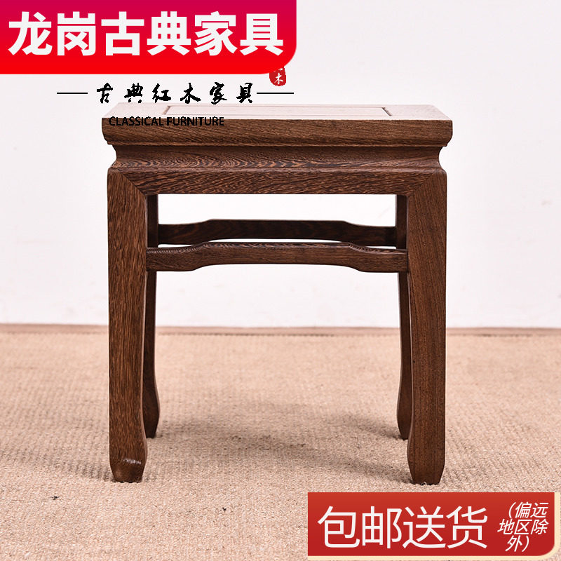 鸡翅木方凳 实木矮凳 圆鼓凳长凳板凳中式餐凳红木家具换鞋小凳子