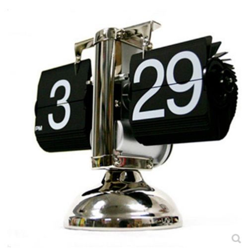 创意自动翻页钟表复古客厅摆件座钟现代简约机械时钟闹钟个性台钟