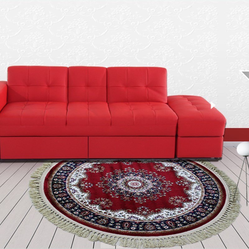 新疆特色和田机织丝毯圆形地毯时尚典雅客厅卧室餐厅圆地毯