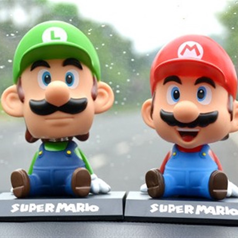 超级玛丽马里奥兄弟 可爱汽车摆件摇头公仔 车内饰品创意卡通