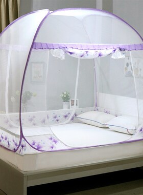 免安装蒙古包蚊帐家用防猫折叠可收加密加厚三开门1.5m床1.2米1.8