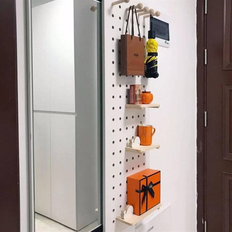 入户穿衣镜全身壁挂贴上墙木隐藏家用挂墙玄关试衣洞洞板推拉镜子