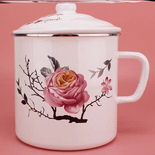 塘瓷l杯搪瓷杯国潮洋瓷杯子磁钢杯子茶缸子怀旧老式不锈钢带盖子