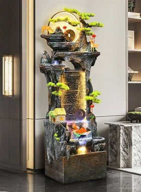 中式假山流水喷泉循环办公室内景观装饰客厅鱼缸生财落地摆件