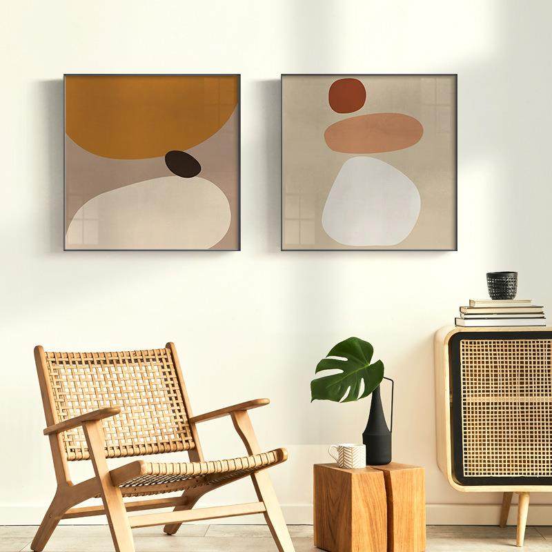 现代简约新中式几何抽象客厅茶室装饰画民宿餐厅挂画卧室书房壁画