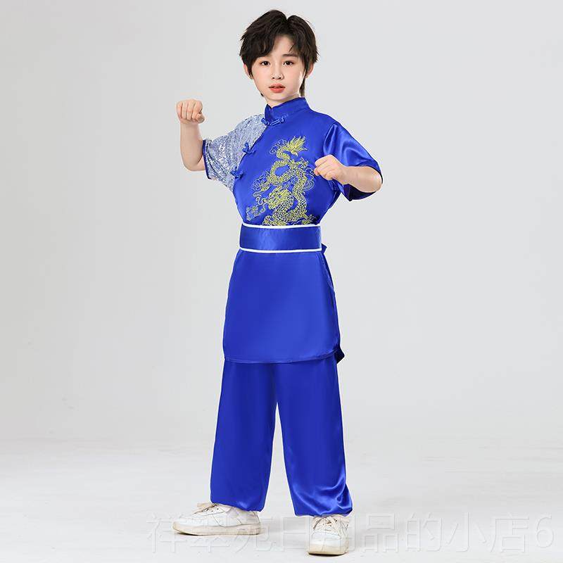 高档儿童术武服练夫功表演服装男女童功训出练中国风小学生太极演