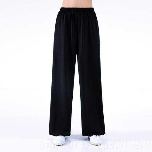 高档牛丝太极服裤女春夏灯笼裤中太极服男年宽老松晨练裤武术练奶