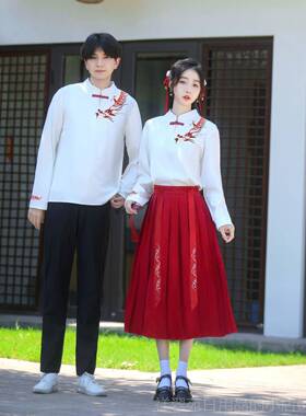 高档2色025型新表演服装学成人运动会开幕式民族风格红合唱朗诵表