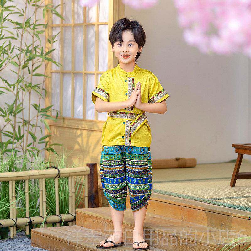 高档3月3日少数民族民族舞服装儿童壮族蹈园男孩汉族女孩表演装幼