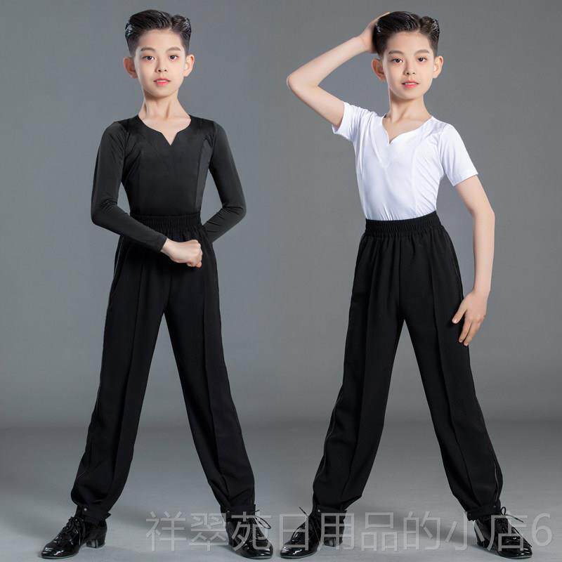 高档幼儿童拉丁舞男服男练功服演出标准服童套表装士生训练舞蹈裤