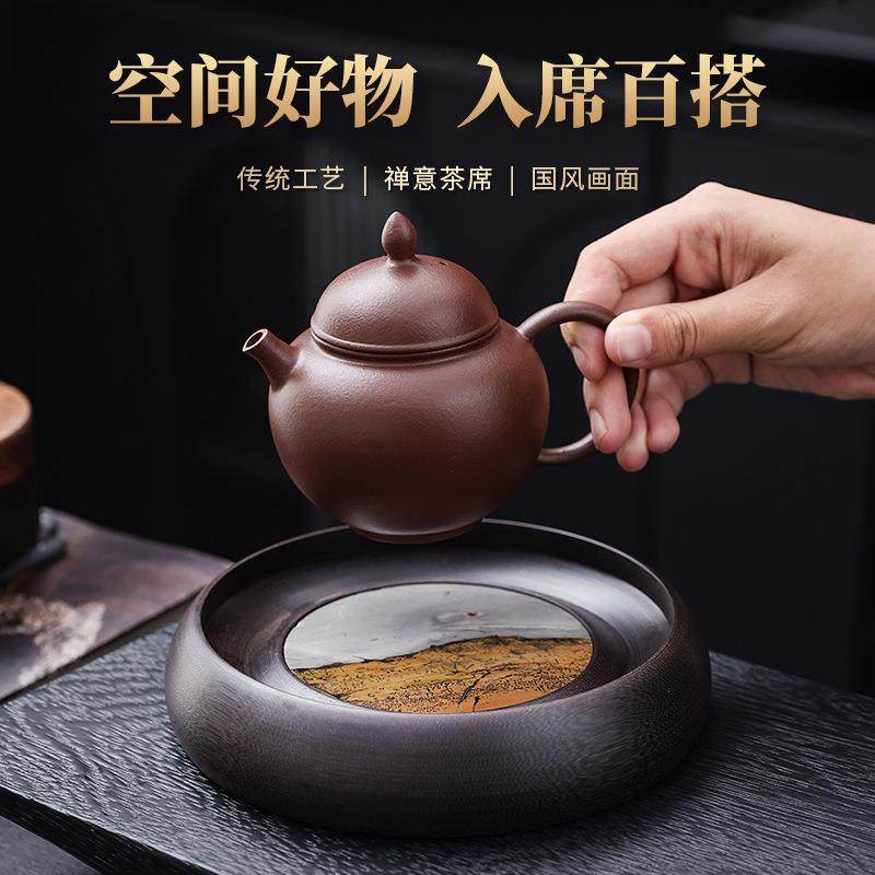 高端精致壶承蓄水茶承干泡台 适用紫砂壶青花 高颜值储水电木壶承