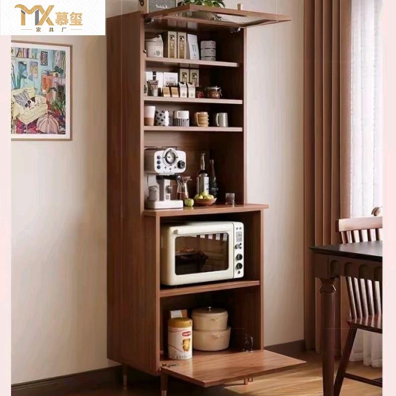 实木边柜餐边高柜一体厨房靠墙小户型储物柜家用微波炉收纳茶水