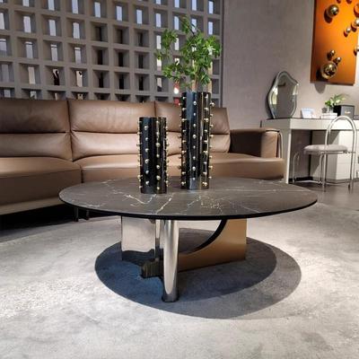 鼎立诚进口岩板圆形意式轻奢极简现代客厅德利丰岩板茶几