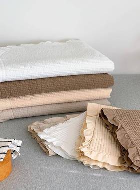 韩式极简美学双面全棉绗缝夹棉花边床盖三件套亲肤透气炕盖榻榻米