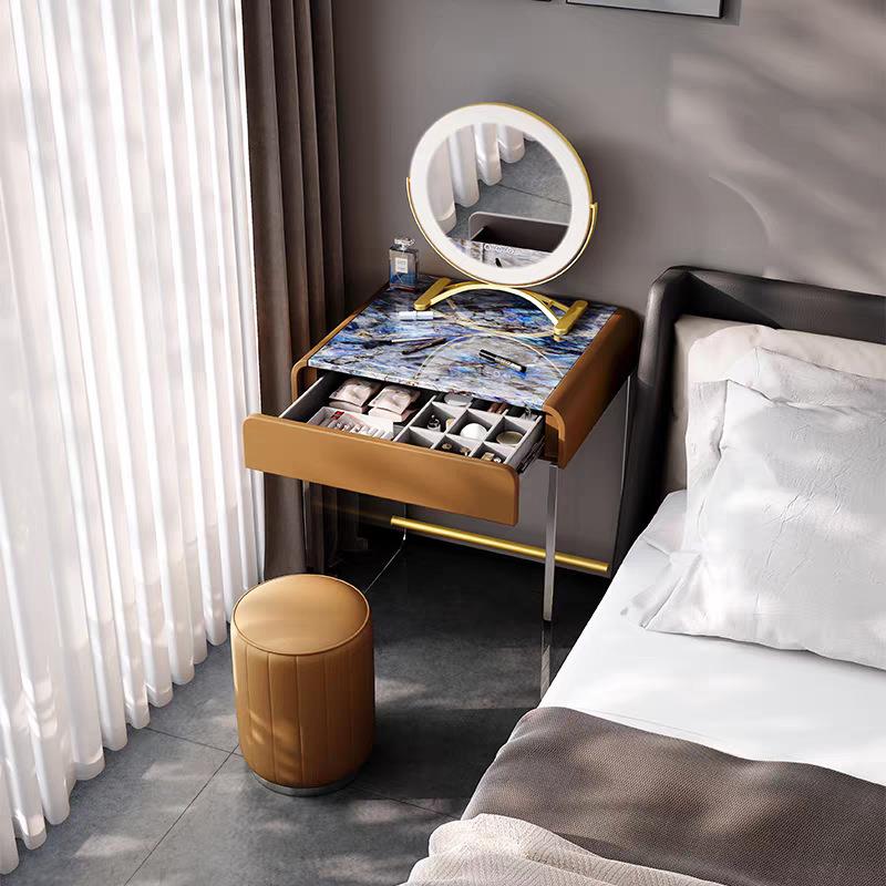 奶油风梳妆台卧室现代简约电脑桌书桌收纳柜一体网红主卧小型化妆