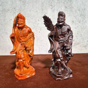 黑檀木雕刻活济公摆件降龙罗汉像济公活家居送礼摆设工艺品