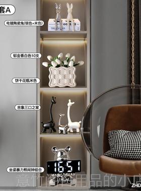 正品轻奢高档鹿一家四口电视酒柜居摆件玄关客厅代小高级感家装饰