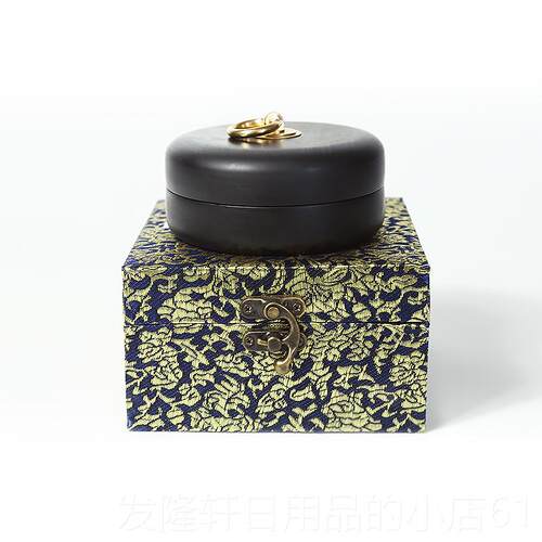 高档赋比兴台 国家非物质文老化遗手产《铜把手墨池砚》 4寸带盖
