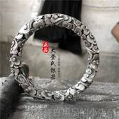 高档箍999如意银金棒纯银大满纹祥云手镯男士 手工定海神针齐天圣