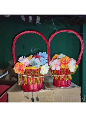 高档特色少舞蹈花挑花喜儿服庆节目挑花演出装定制花花篮道具花挑