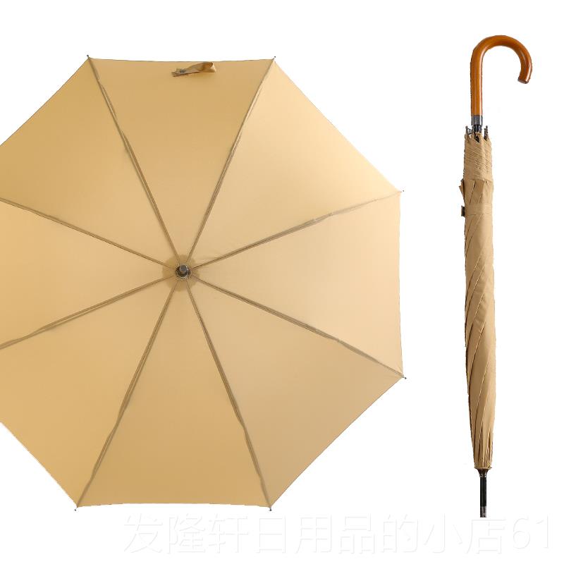 高档男木柄弯钩伦英复长柄雨伞士简约古结实防风自动大号双人黑伞图片