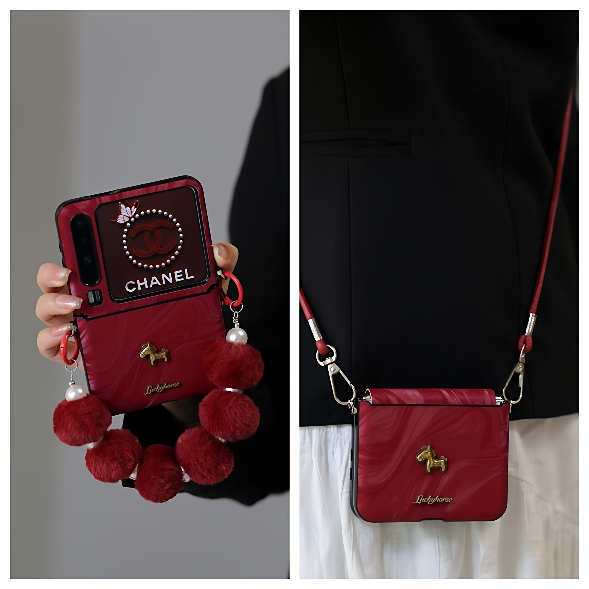 适用华为purax折叠屏手机壳pocket2新年款立体小马novaflip典藏版小米MIXFlip2全包防摔荣耀magicvflip保护套