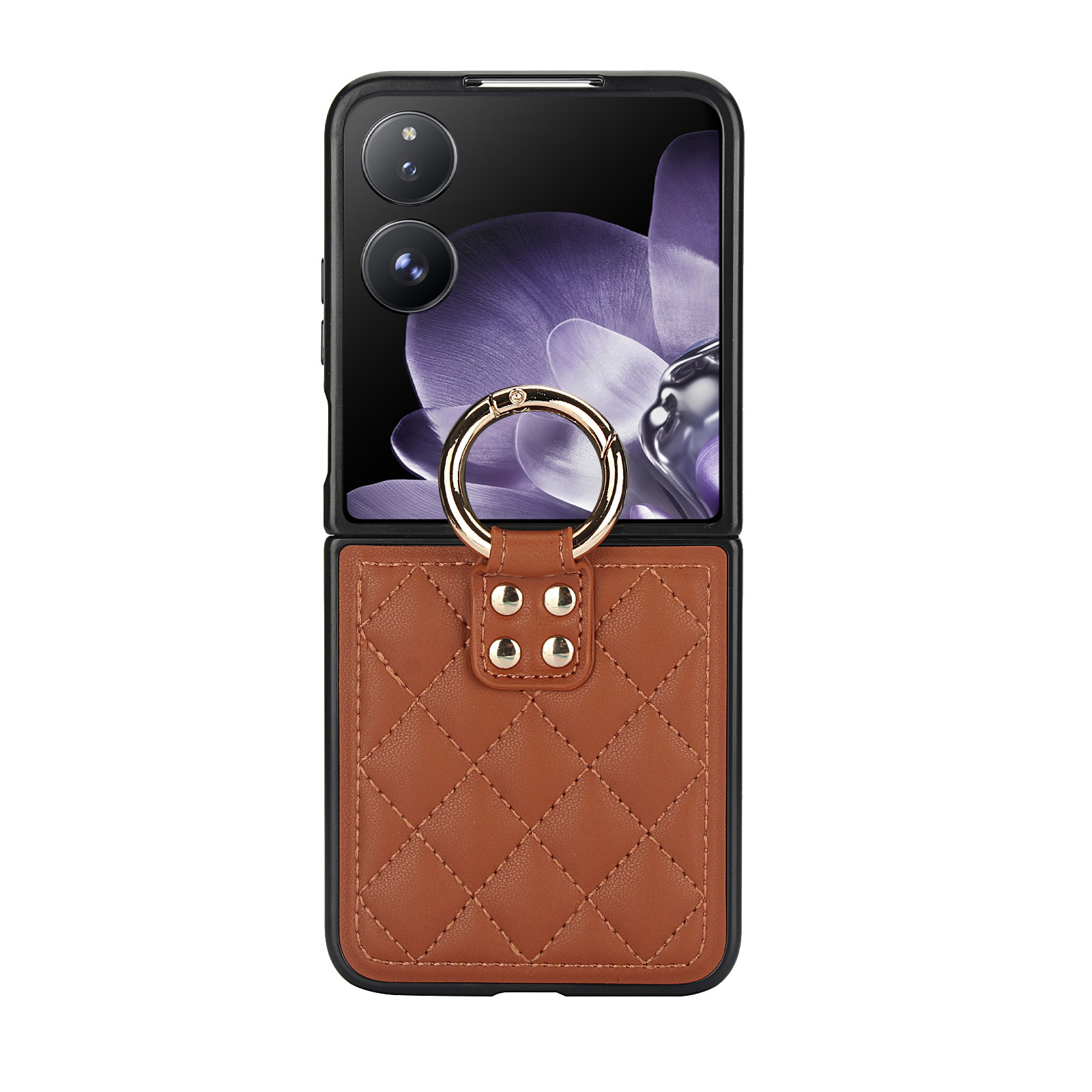 适用小米mixflip手机壳折叠屏荣耀MagicVFlip新款小香风三星GalaxyZFlip7/6/5/4/3皮质指环支架全包防摔外壳