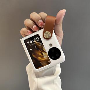 适用oppofindn3flip手机壳皮质折叠屏新款find n2flip保护套高级感手提腕带手机套女款