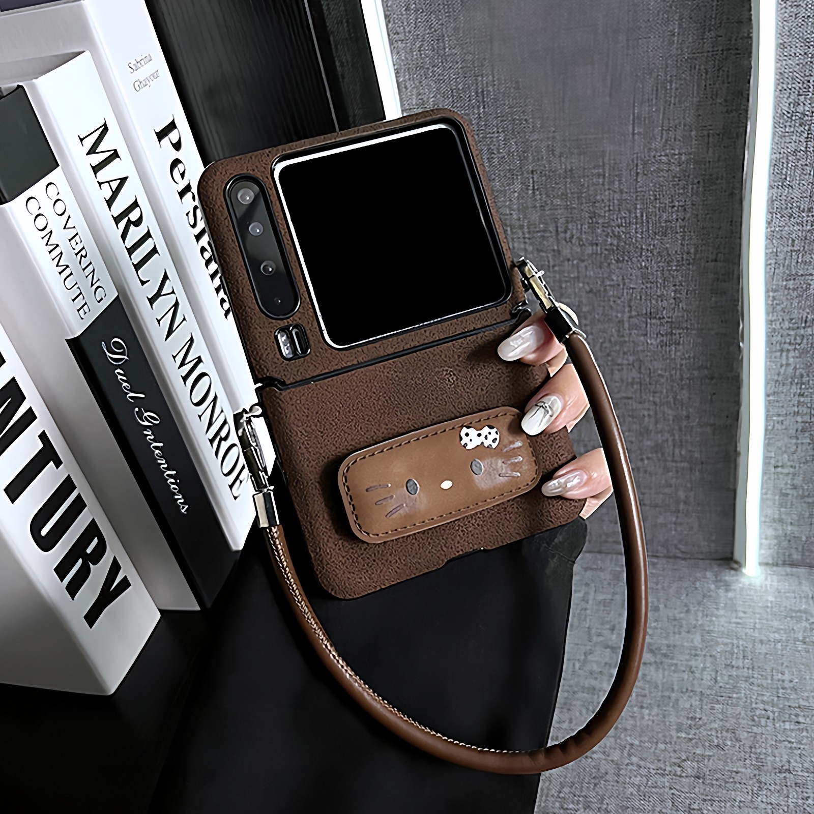 适用华为PuraX手机壳pocket2折叠屏新款小米MIXFlip2月坑纹护轴全包荣耀Magicvflip2防摔保护套小众支架外壳