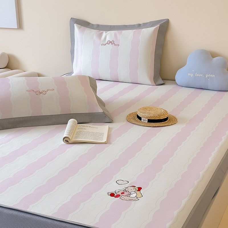 公主风A类抗菌冰丝席三件套 夏季凉感凉席床笠款可机洗空调软席子,床上用品,冰丝席,淘宝优惠券,粉丝福利购,淘宝优惠卷