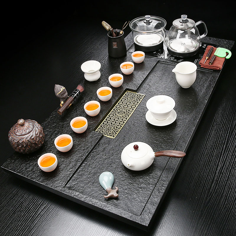 乌金石茶盘功夫茶具套装家用办公托盘全自动一体茶盘简约大号茶台