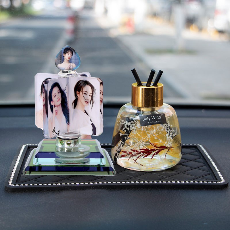车内香薰香水装饰用品仪表台中控台水晶摆件车子车载男女照片定制