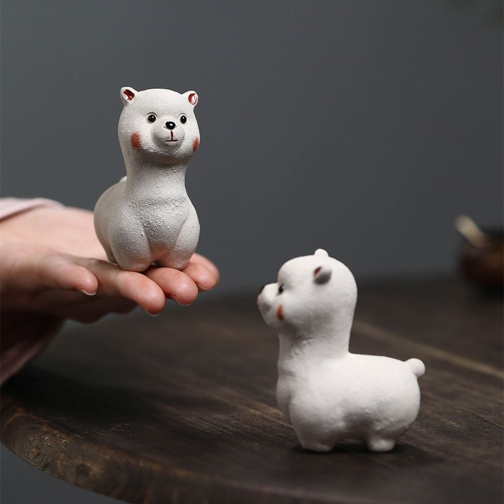 可爱小羊驼创意摆件手工紫砂工艺品书房办公室工位桌面装饰小礼品