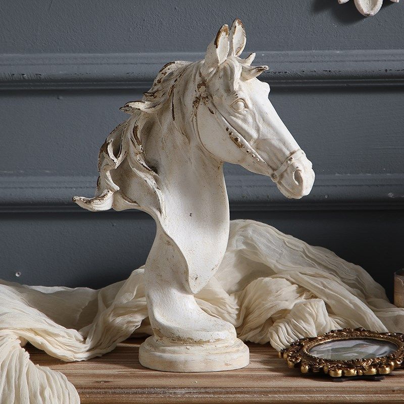 欧式复古马头雕塑艺术摆件客厅创意摆设玄关办公室书房桌面装饰品,家居饰品,桌面摆件,淘宝优惠券,粉丝福利购,淘宝优惠卷