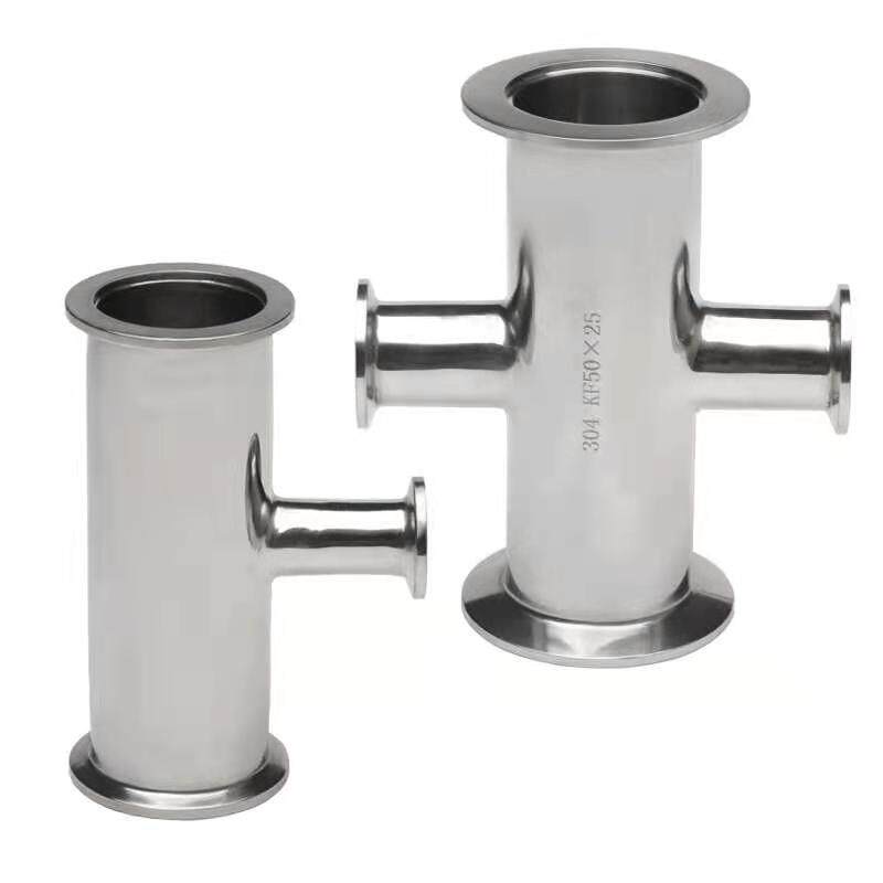 KF等径三通304不锈钢真空变径三通快装异径三通接头KF16/25/40/50