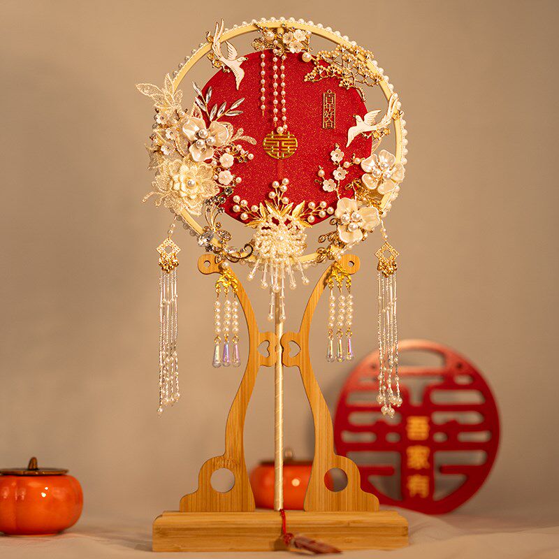 新娘团扇成品diy材料包秀禾服喜扇中式风格闺蜜结婚出嫁遮面扇子