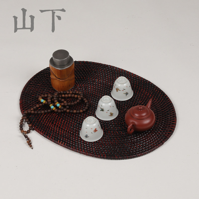 越南藤编干泡茶垫壶垫杯垫餐厅西餐垫铁壶垫隔热垫功夫茶具养壶垫